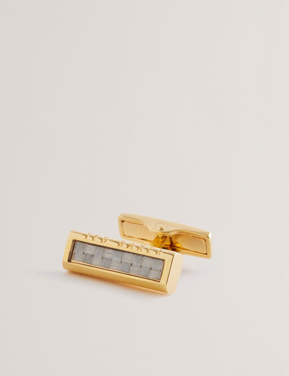 Gold Men Ted Baker CARBIE - Carbon Fibre Bar Metal Cufflinks | NZ  AXUN-54239