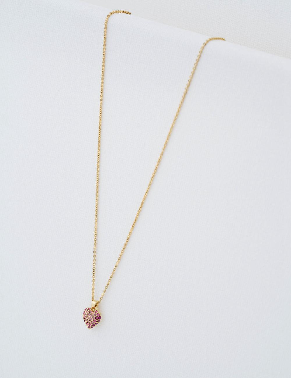 Gold Women Ted Baker ADORINA - Mini Crystal Heart Pendant Necklaces | NZ  HCPT-43527