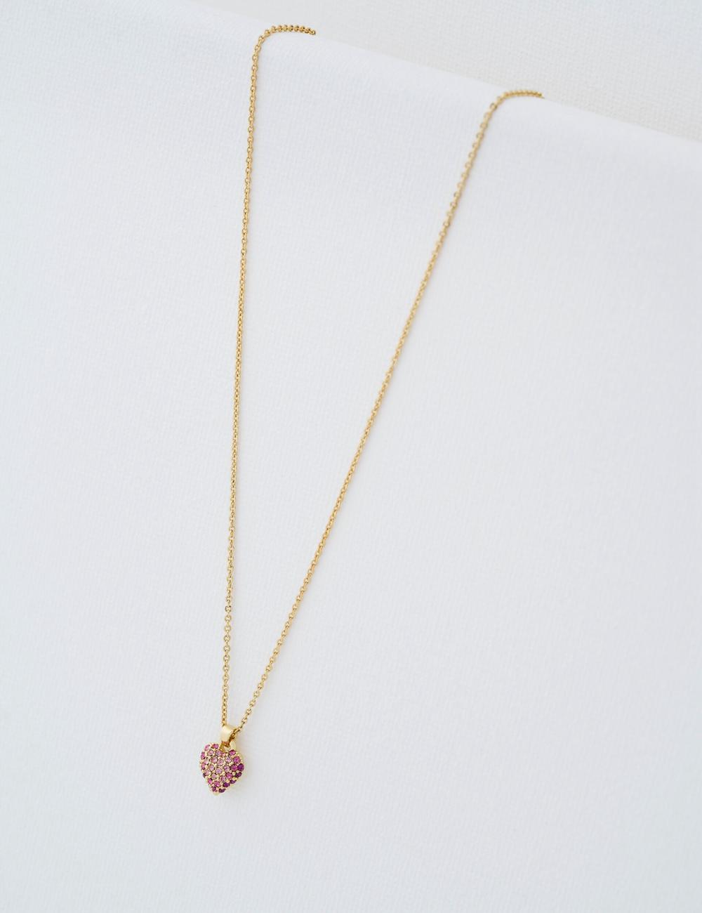 Gold Women Ted Baker ADORINA - Mini Crystal Heart Pendant Necklaces | NZ  HCPT-43527