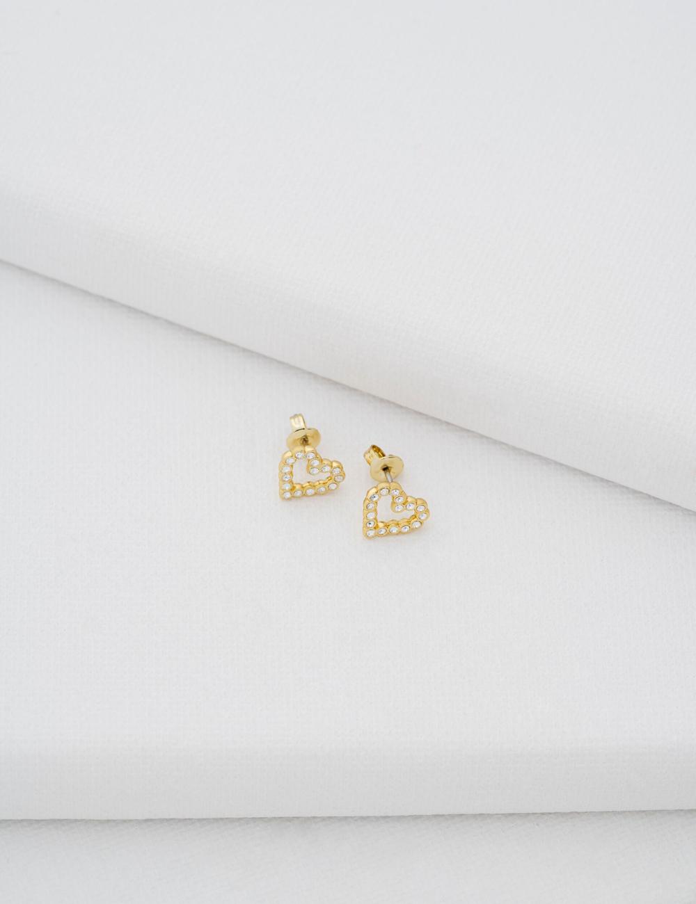 Gold Women Ted Baker AMORINA -Crystal Open Heart Stud Earrings | NZ  BIRJ-03672