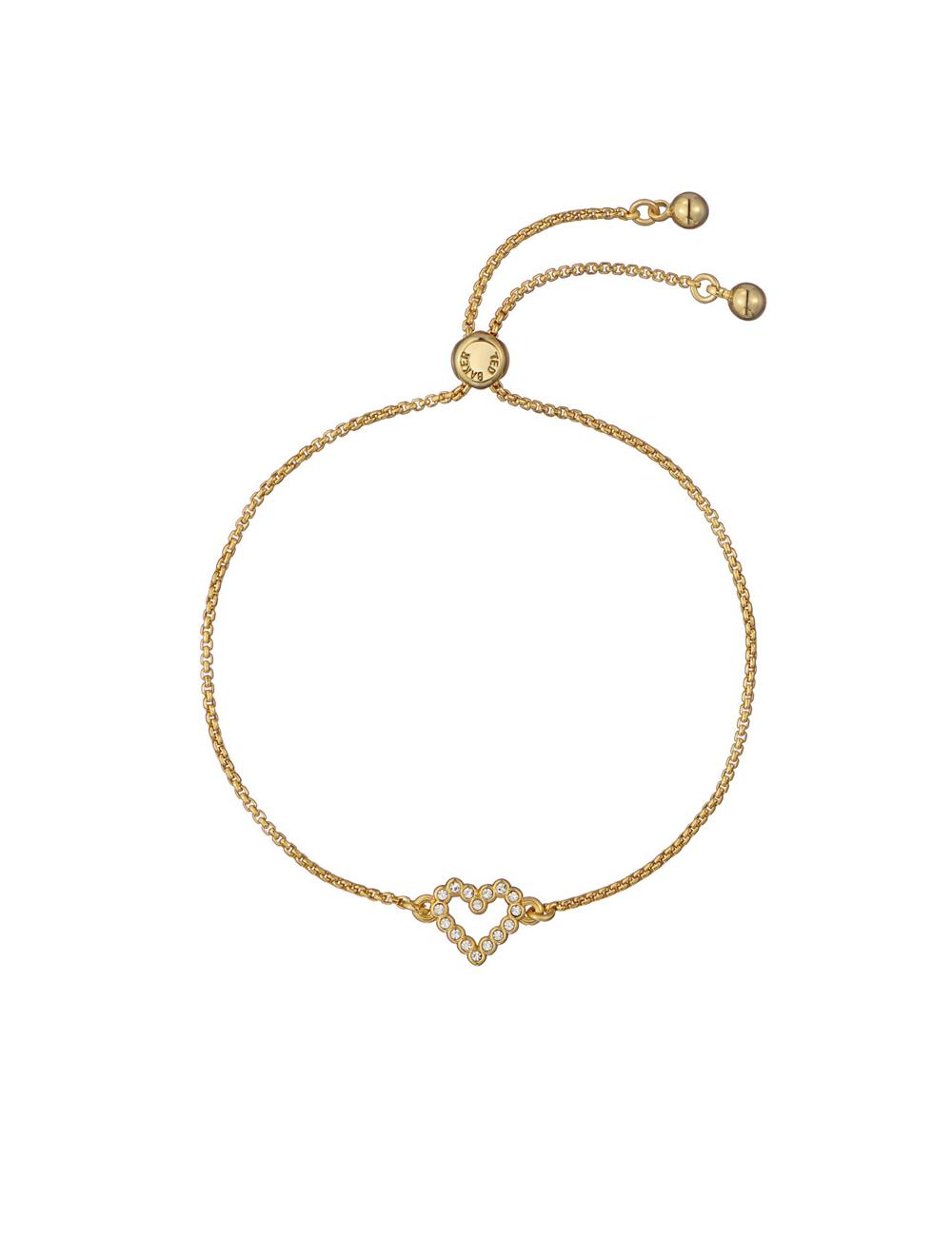 Gold Women Ted Baker AMORITA - Crystal Open Heart Adjustable Bracelets | NZ  GDXS-93674