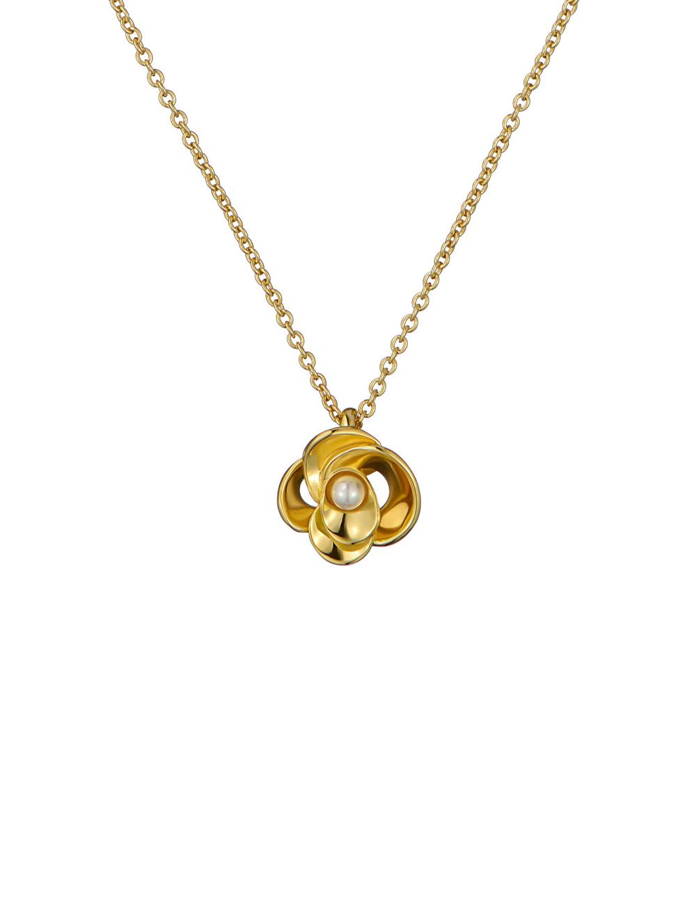 Gold Women Ted Baker FLORA - Pearl Detail Flower Pendant Necklaces | NZ  ATNX-57046