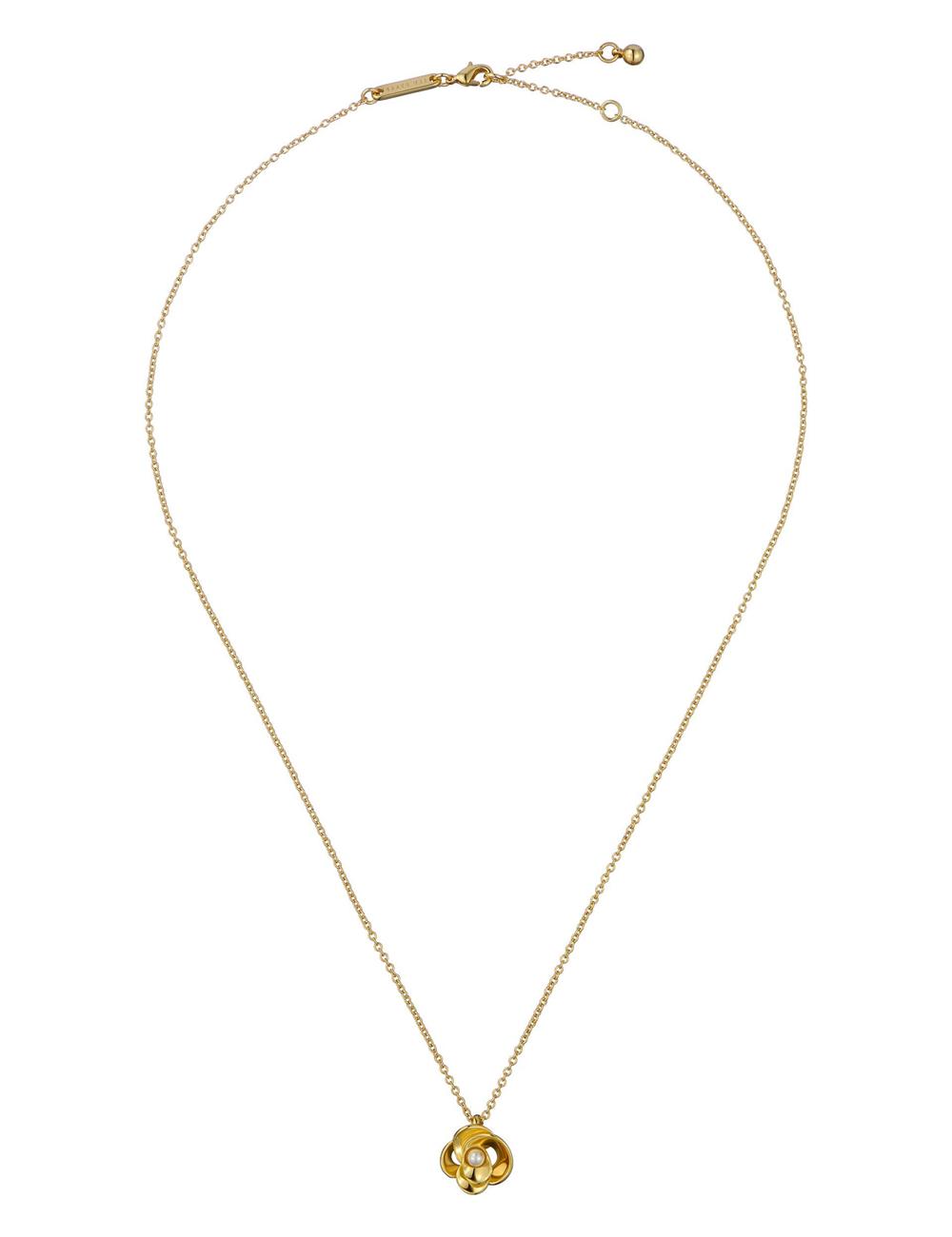 Gold Women Ted Baker FLORA - Pearl Detail Flower Pendant Necklaces | NZ  ATNX-57046