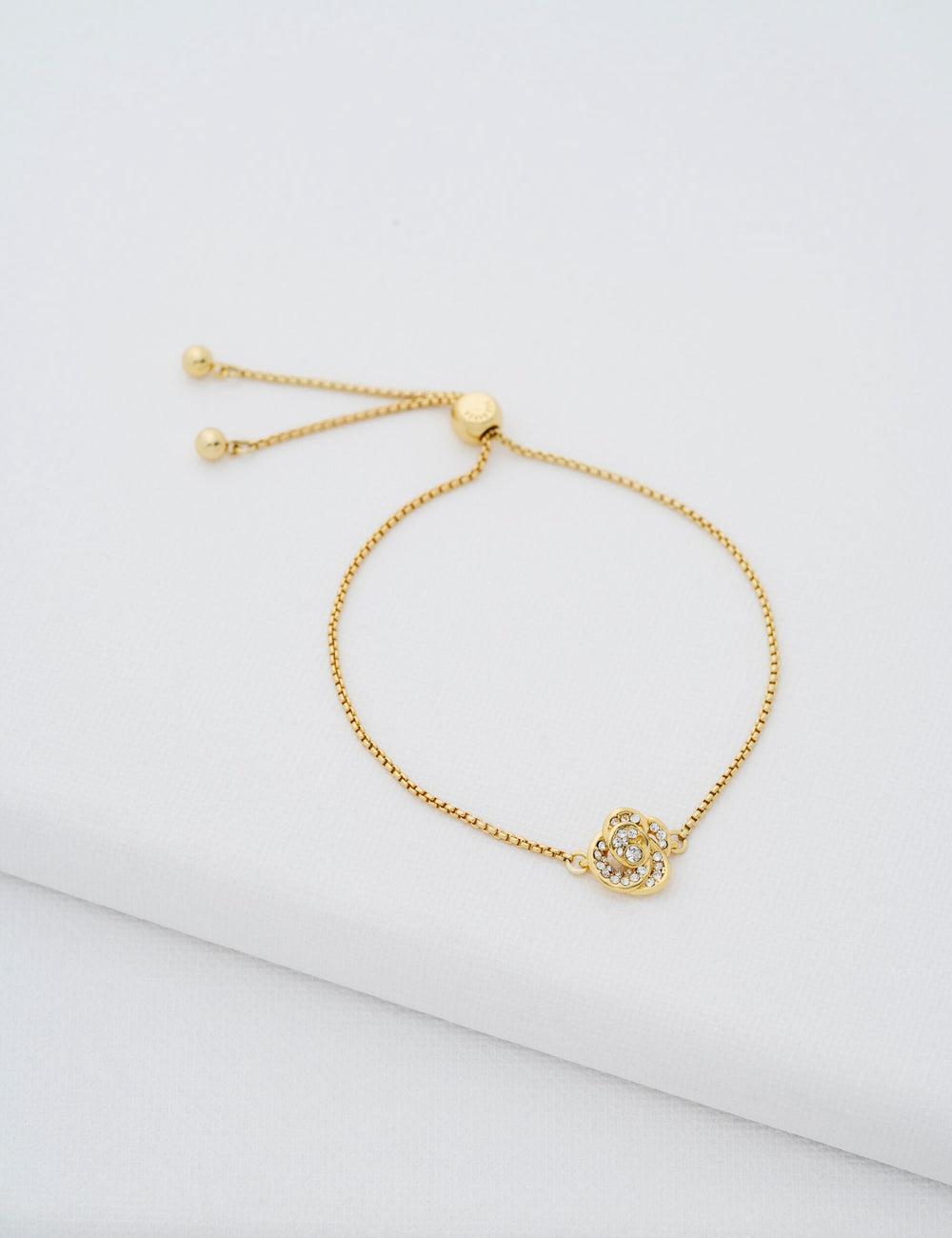 Gold Women Ted Baker FLORINA - Crystal Flower Adjustable Bracelets | NZ  ZBDR-25967