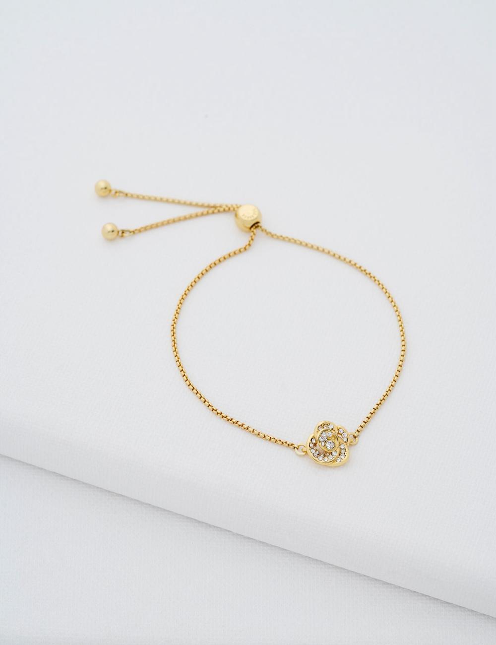 Gold Women Ted Baker FLORINA - Crystal Flower Adjustable Bracelets | NZ  ZBDR-25967