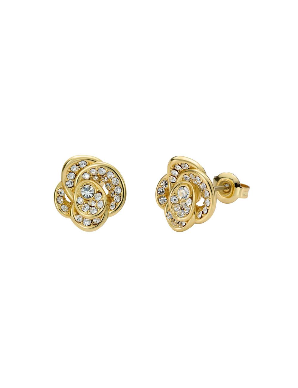 Gold Women Ted Baker FLORINE - Crystal Flower Stud Earrings | NZ  IKJX-70264