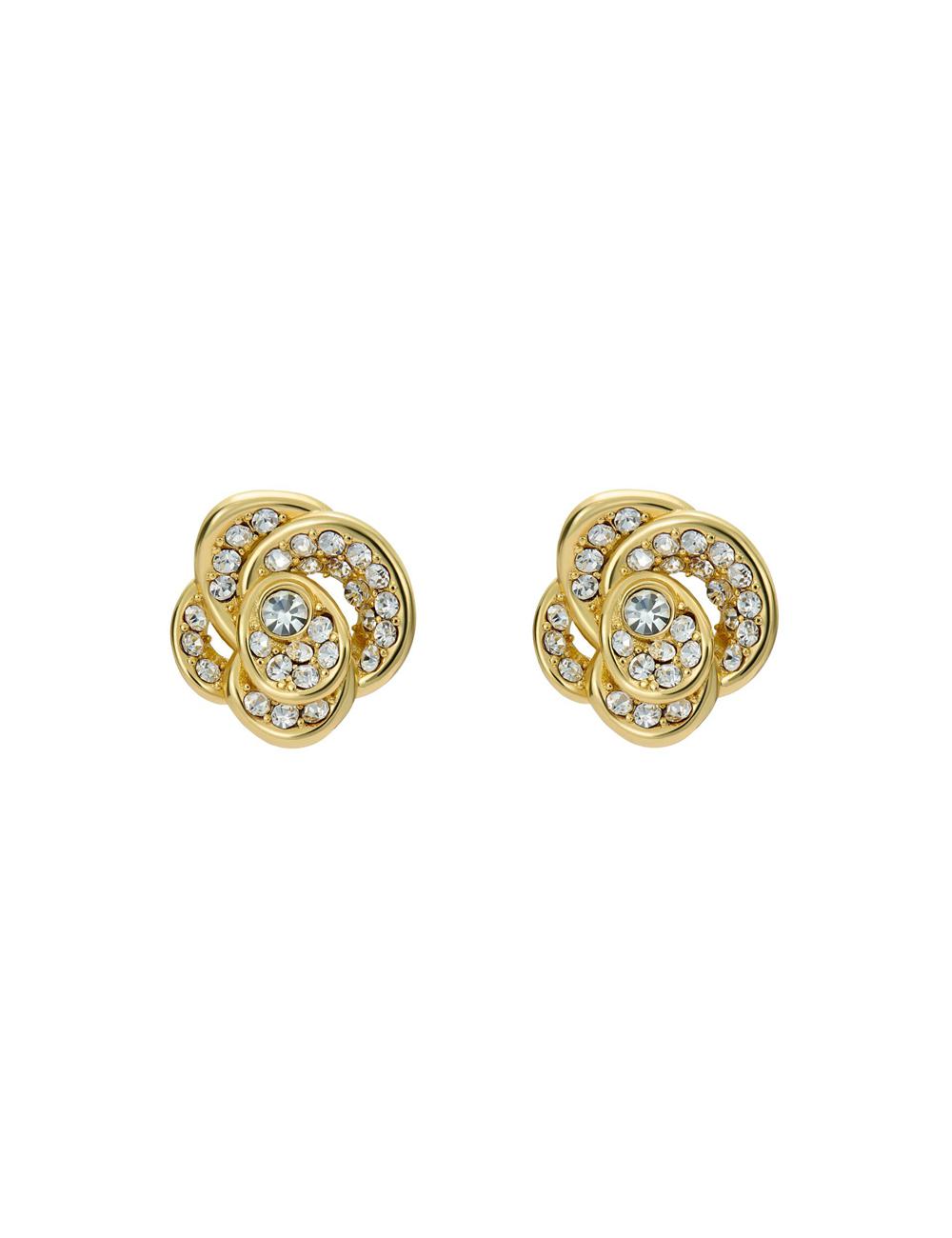 Gold Women Ted Baker FLORINE - Crystal Flower Stud Earrings | NZ  IKJX-70264