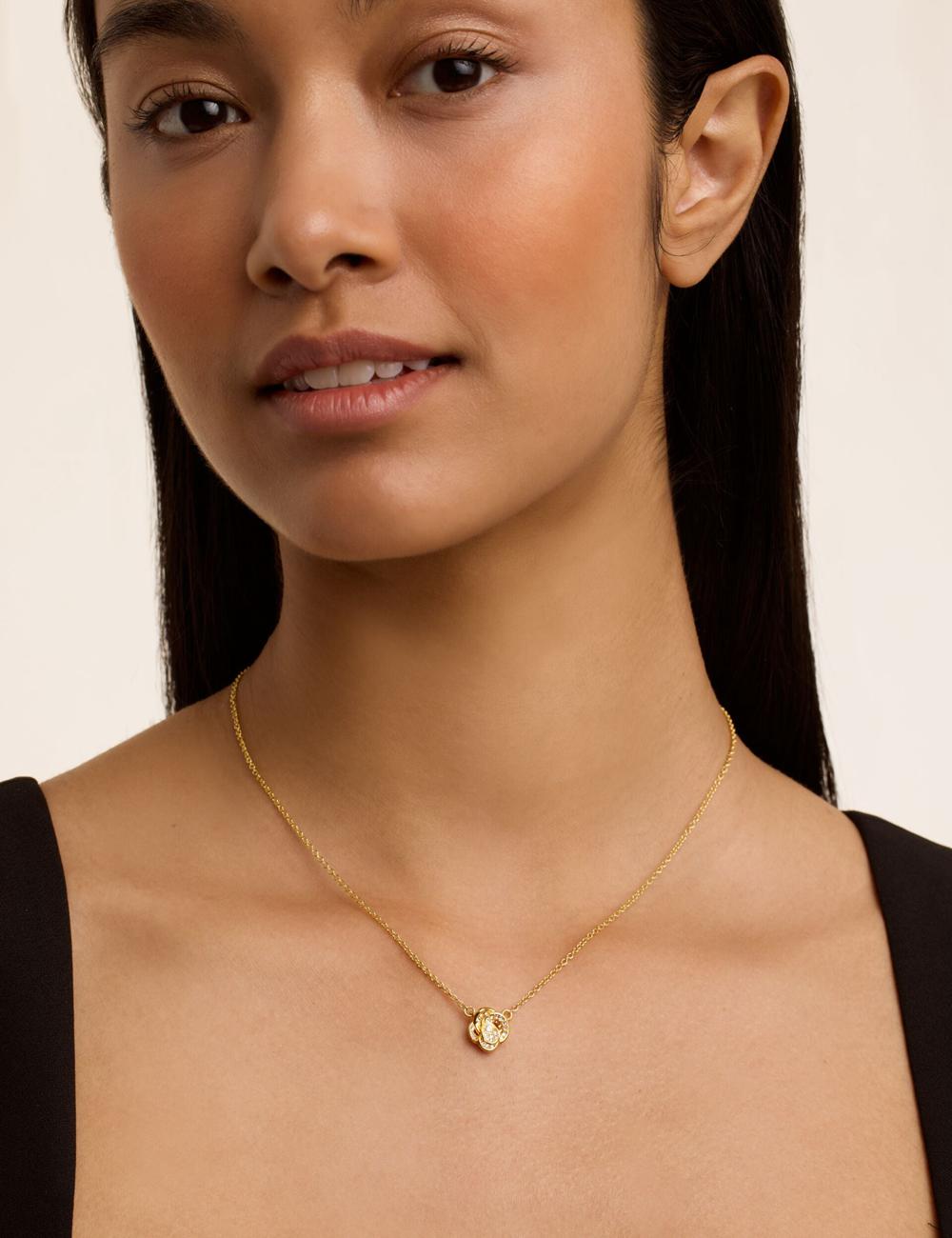 Gold Women Ted Baker FLORITA - Crystal Flower Pendant Necklaces | NZ  SCVY-15948