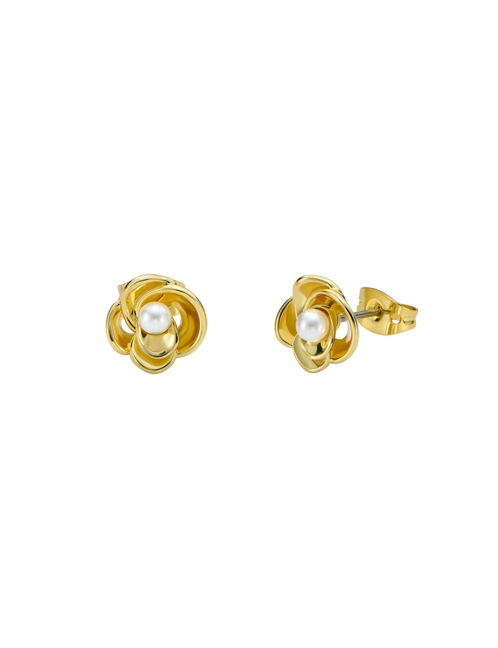 Gold Women Ted Baker FLO - Pearl Flower Stud Earrings | NZ  HYTW-95384