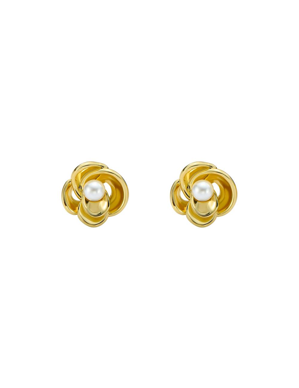 Gold Women Ted Baker FLO - Pearl Flower Stud Earrings | NZ  HYTW-95384