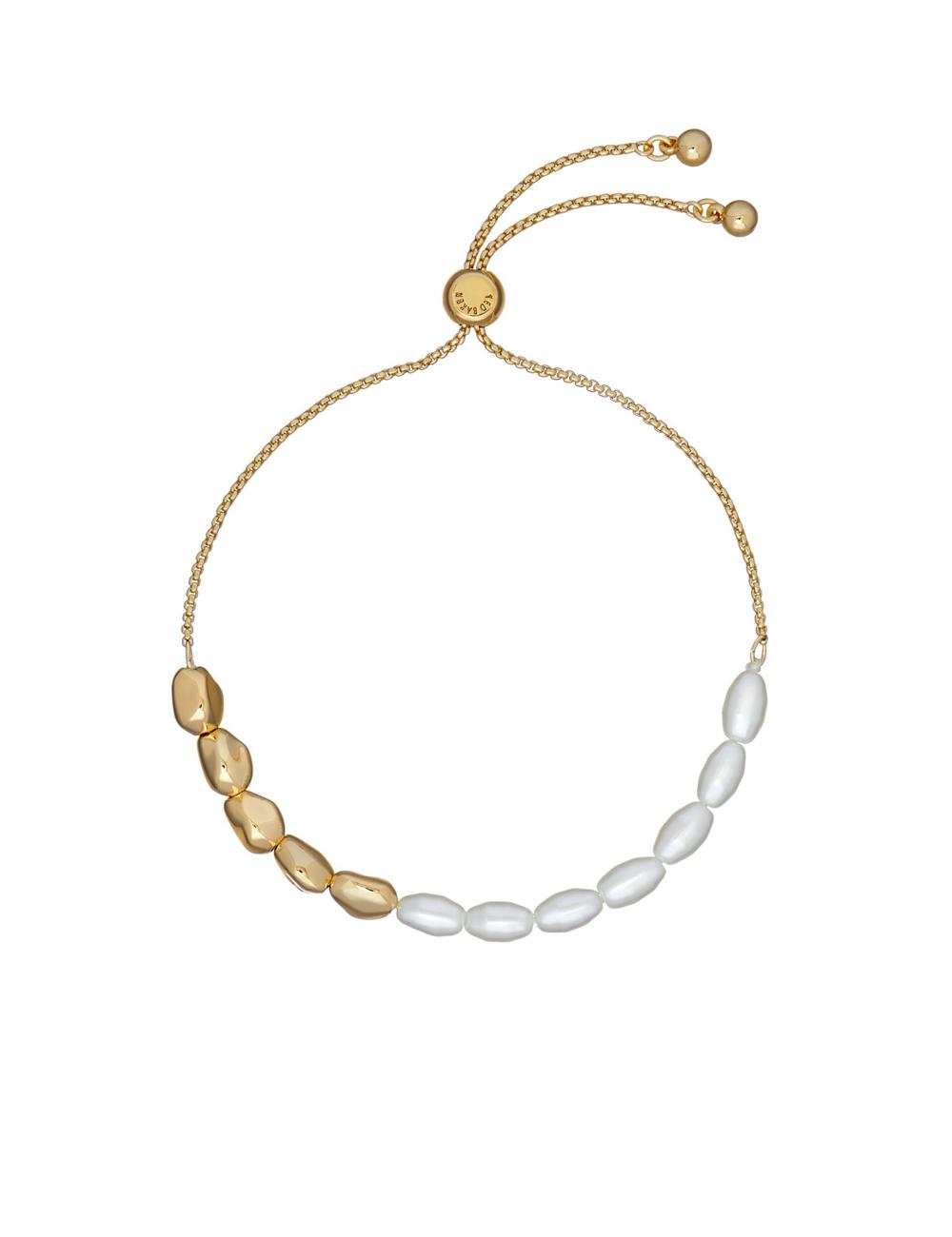Gold Women Ted Baker INELA - Island Pearl Bead Adjustable Bracelets | NZ  LGPV-75960