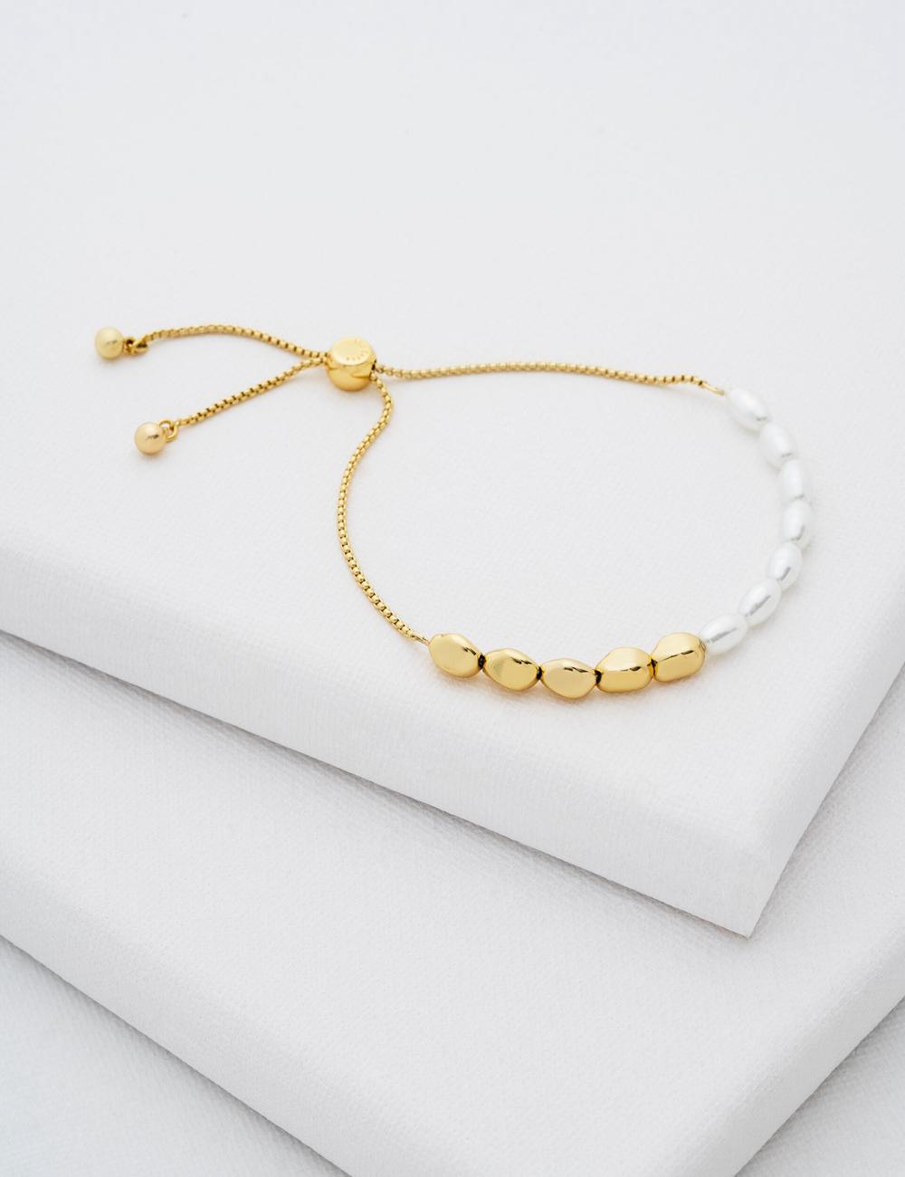 Gold Women Ted Baker INELA - Island Pearl Bead Adjustable Bracelets | NZ  LGPV-75960