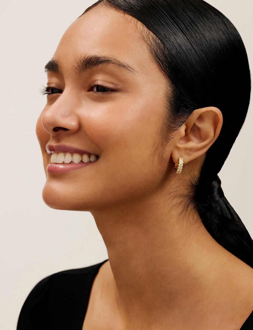 Gold Women Ted Baker MELLRIE - Double Row Crystal Hoop Earrings | NZ  MUWH-97843