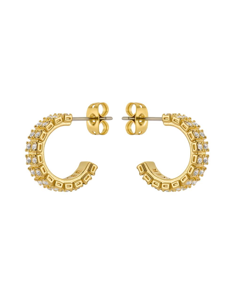 Gold Women Ted Baker MELLRIE - Double Row Crystal Hoop Earrings | NZ  MUWH-97843