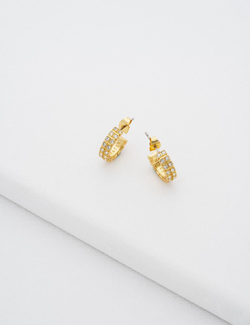 Gold Women Ted Baker MELLRIE - Double Row Crystal Hoop Earrings | NZ  MUWH-97843