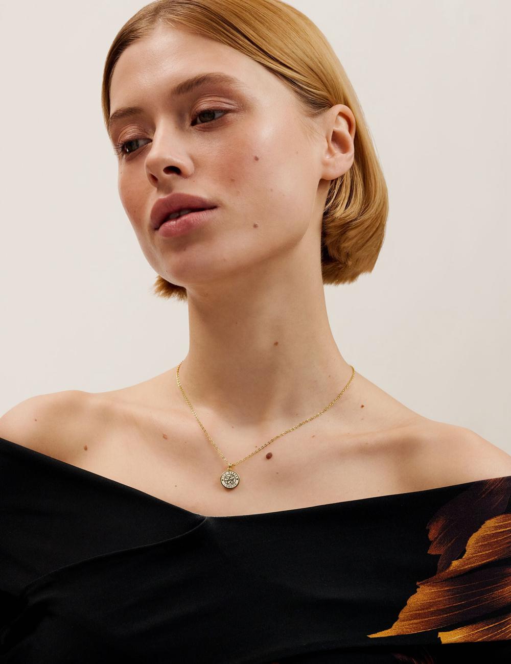 Gold Women Ted Baker MONELLA - Monogram Logo Coin Pendant Necklaces | NZ  NLFD-57023