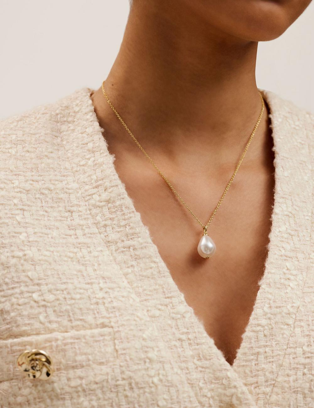 Gold Women Ted Baker PARMLIA - Pearl Drop Pendant Necklaces | NZ  GXAE-27945