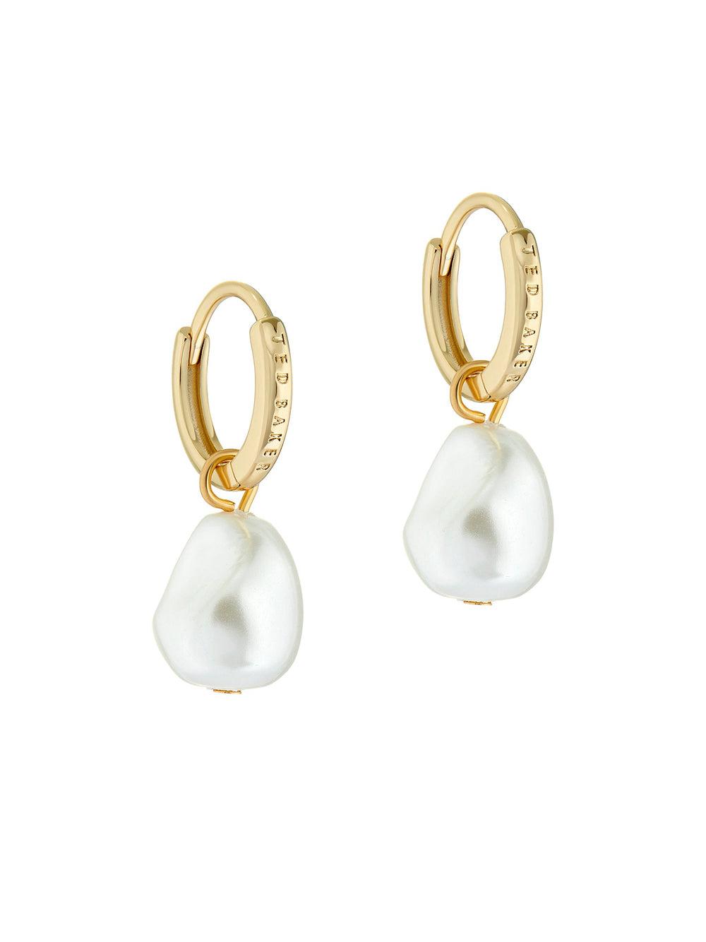 Gold Women Ted Baker PERIAA - Pearl Drop Pendant Huggie Earrings | NZ  BCOR-27430