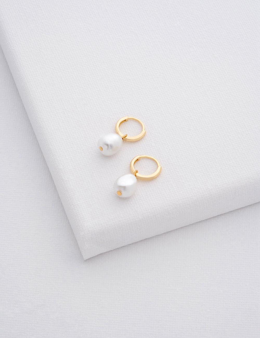 Gold Women Ted Baker PERIAA - Pearl Drop Pendant Huggie Earrings | NZ  BCOR-27430