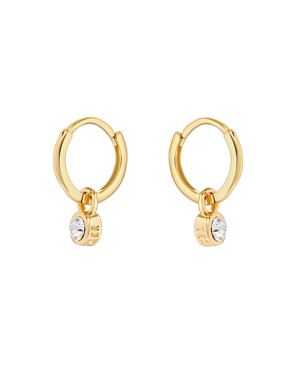 Gold Women Ted Baker SINALAA - Crystal Pendant Huggie Earrings | NZ  HYTS-16309