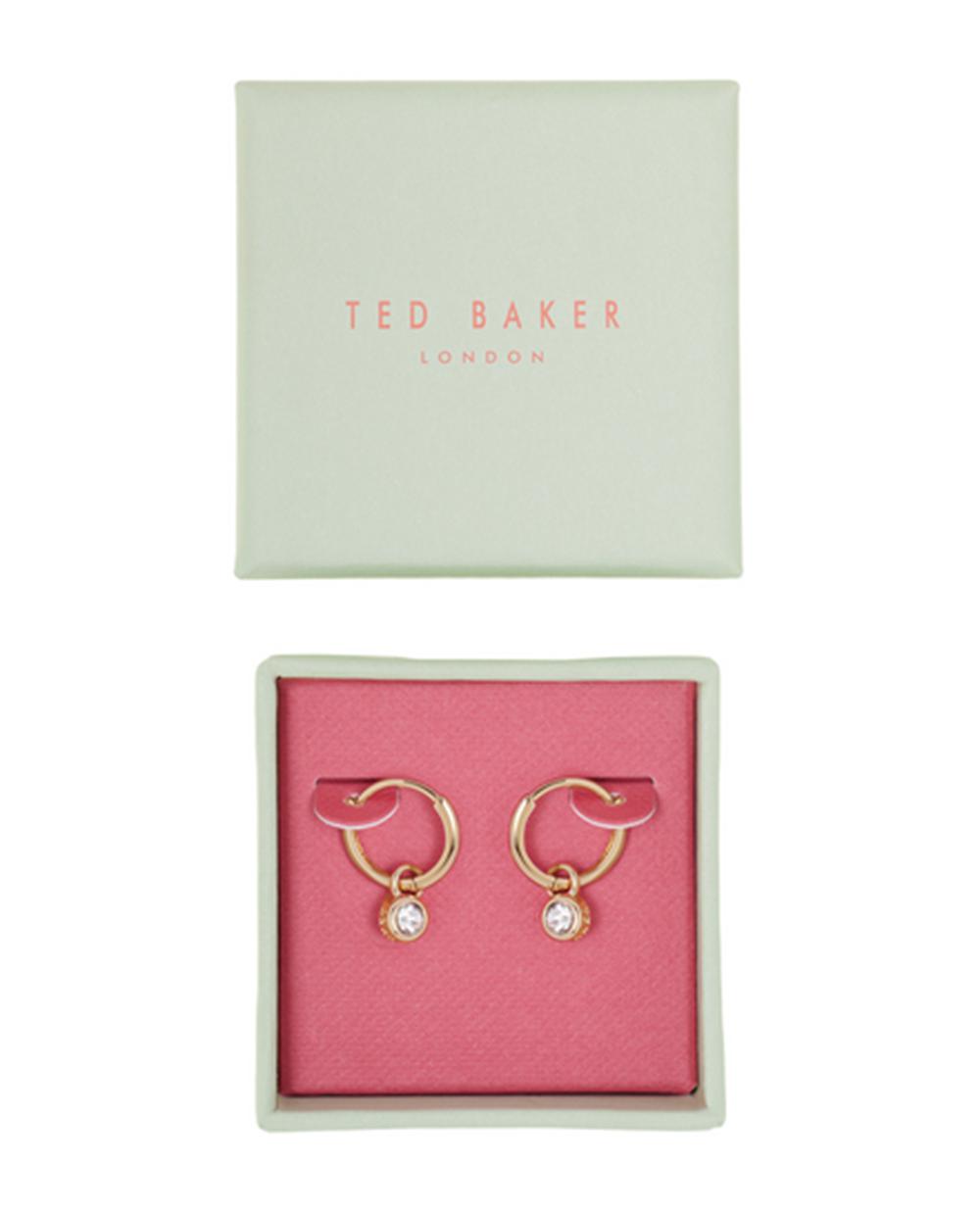 Gold Women Ted Baker SINALAA - Crystal Pendant Huggie Earrings | NZ  HYTS-16309