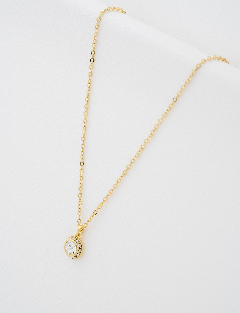 Gold Women Ted Baker SOLTELL - Solitaire Sparkle Crystal Pendant Necklaces | NZ  OXIJ-28056