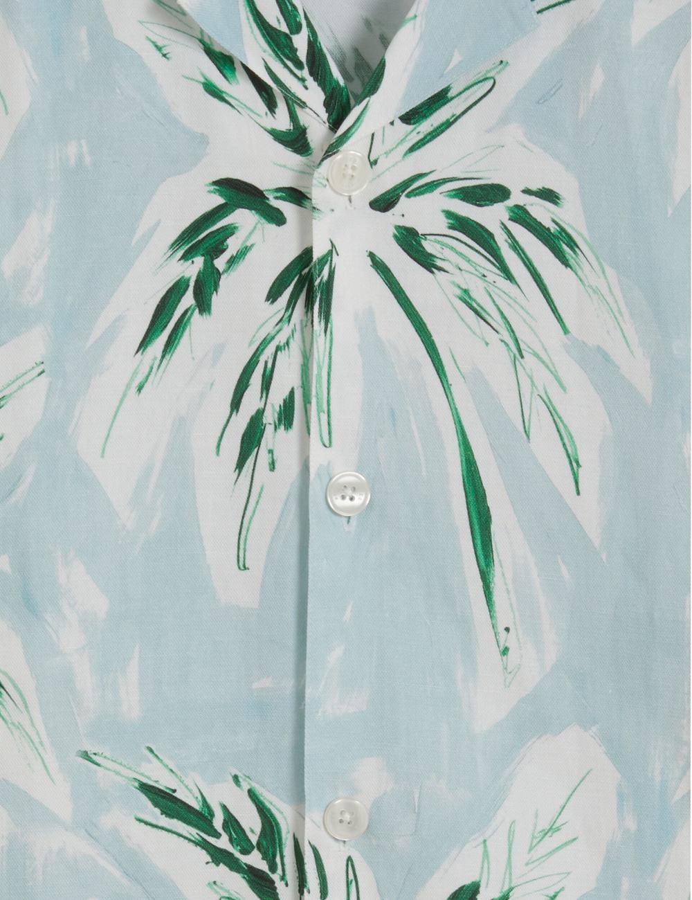 Green Men Ted Baker BOCHE - Short Sleeve Regular Tropical Palm Tree Casual Shirts | NZ  PKVF-37108