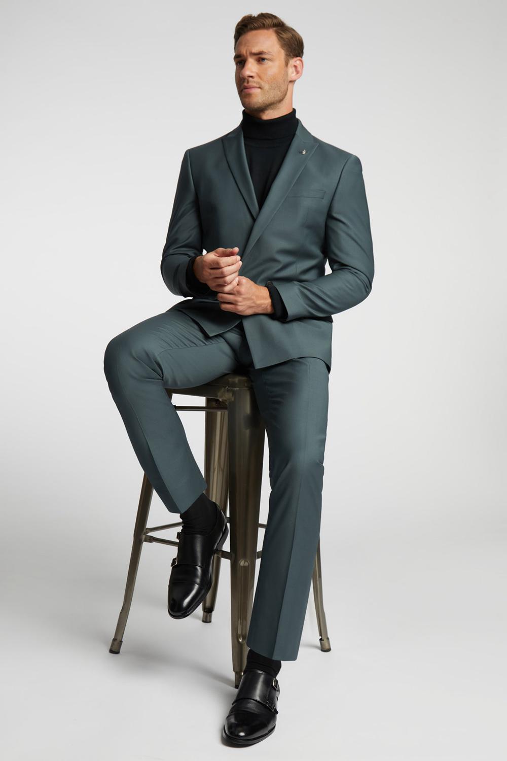 Green Men Ted Baker LUNANTS - Wool Blend Slim Suit Trousers | NZ  YVAU-83164