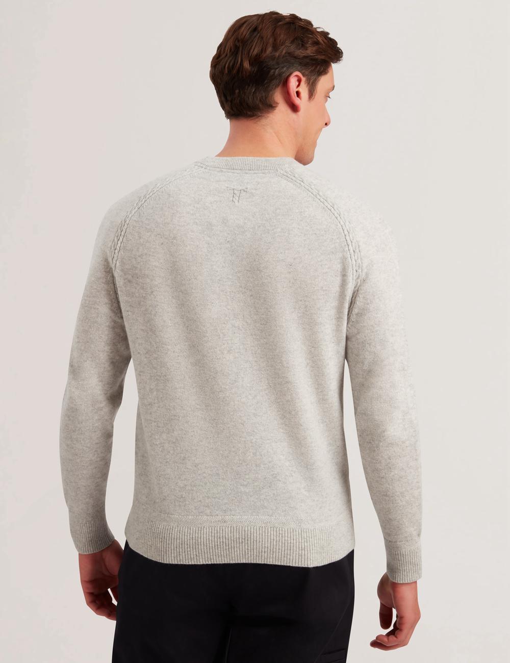 Grey Men Ted Baker GLANT - Cashmere Cable Detail Crew Neck Jumpers | NZ  NVED-19287