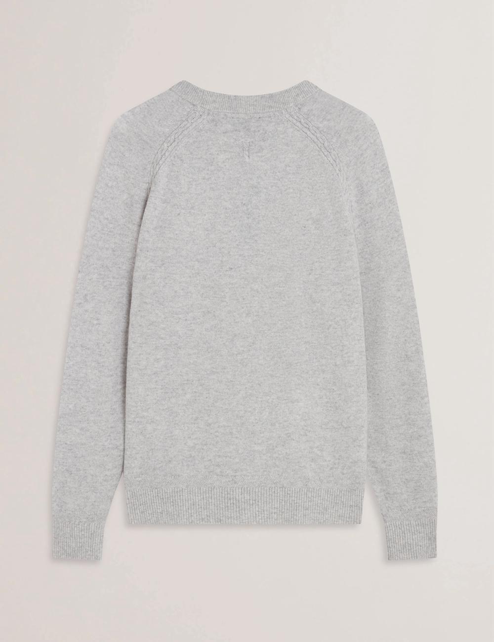 Grey Men Ted Baker GLANT - Cashmere Cable Detail Crew Neck Jumpers | NZ  NVED-19287