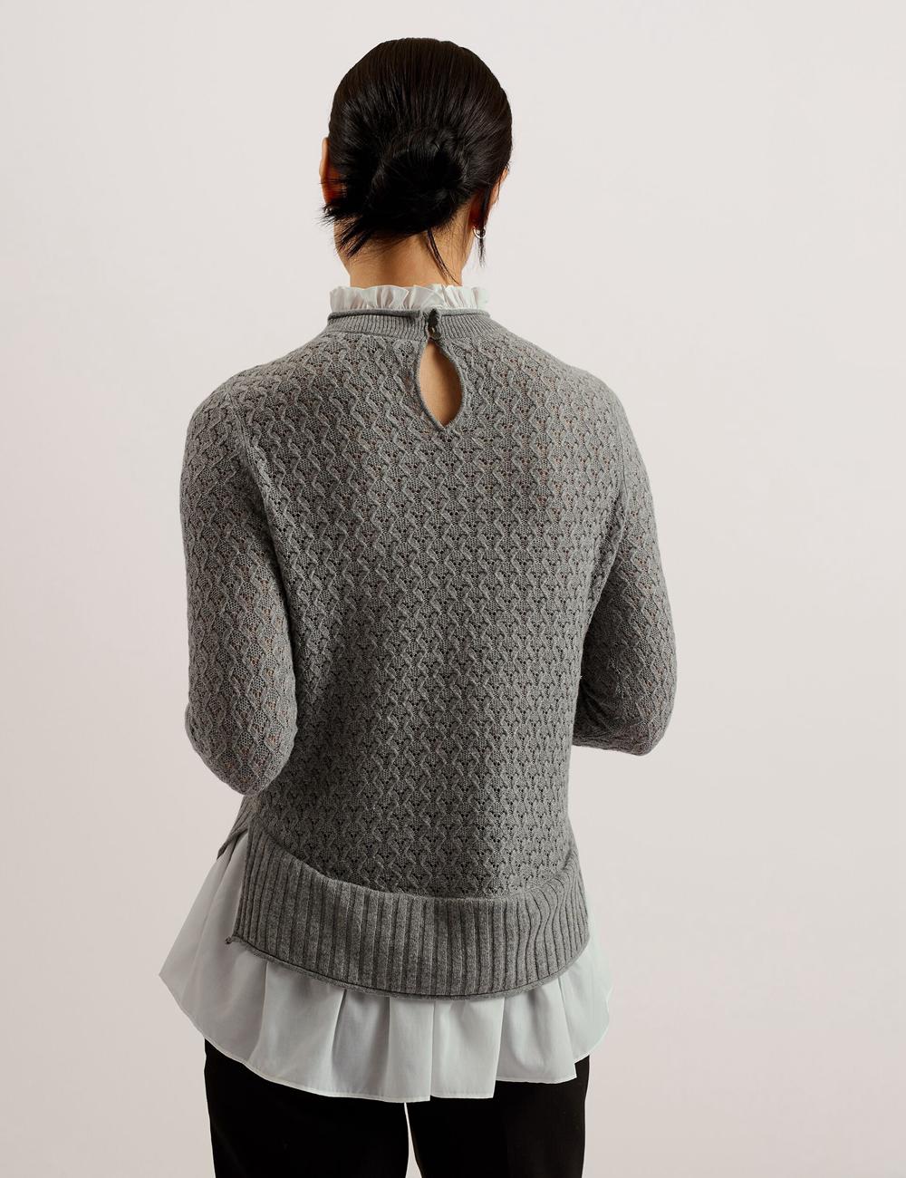 Grey Women Ted Baker HOLINAS - Pointelle Knit With Shirt Hem Jumpers | NZ  ELRI-62751