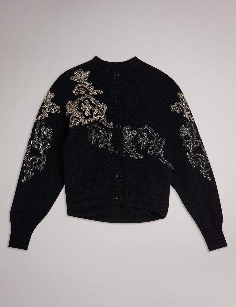 Grey Women Ted Baker JENIIYY - Sequin Embellished Wool Bomber Cardigans | NZ  FNIG-38210