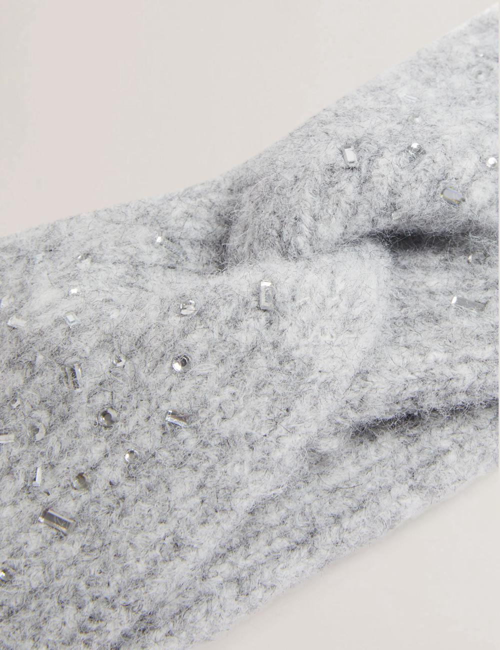 Grey Women Ted Baker PENAOPA - Rhinestone Detail Knitted Headbands | NZ  URSF-09816