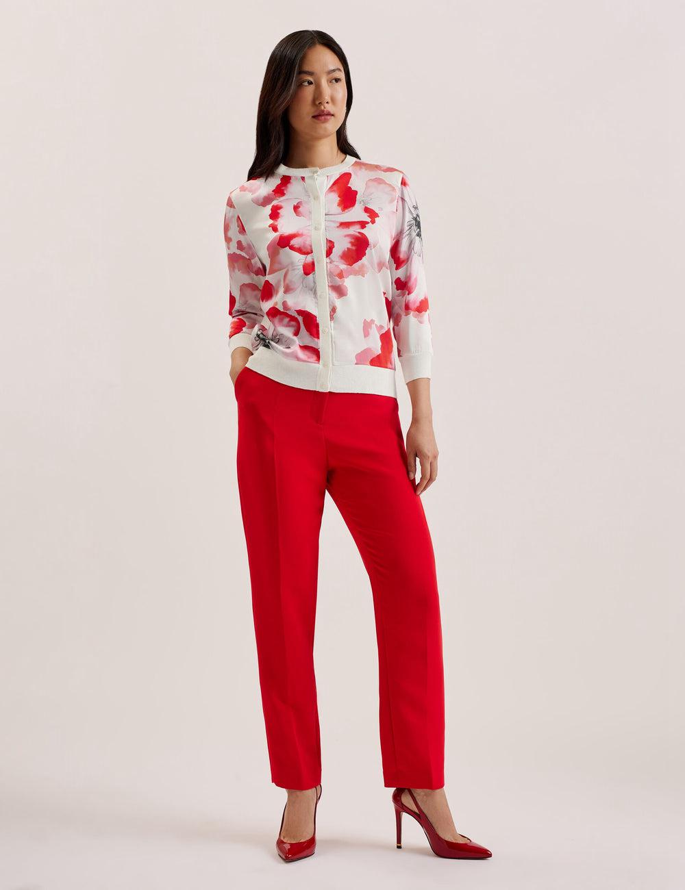 Ivory Women Ted Baker DARCIYY - Printed Front 3/4 Sleeve Cardigans | NZ  LRWQ-05981