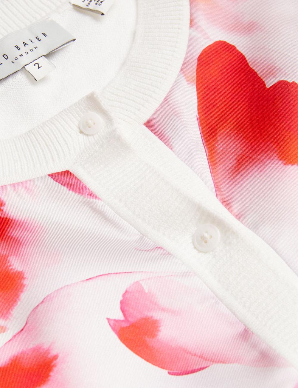 Ivory Women Ted Baker DARCIYY - Printed Front 3/4 Sleeve Cardigans | NZ  LRWQ-05981
