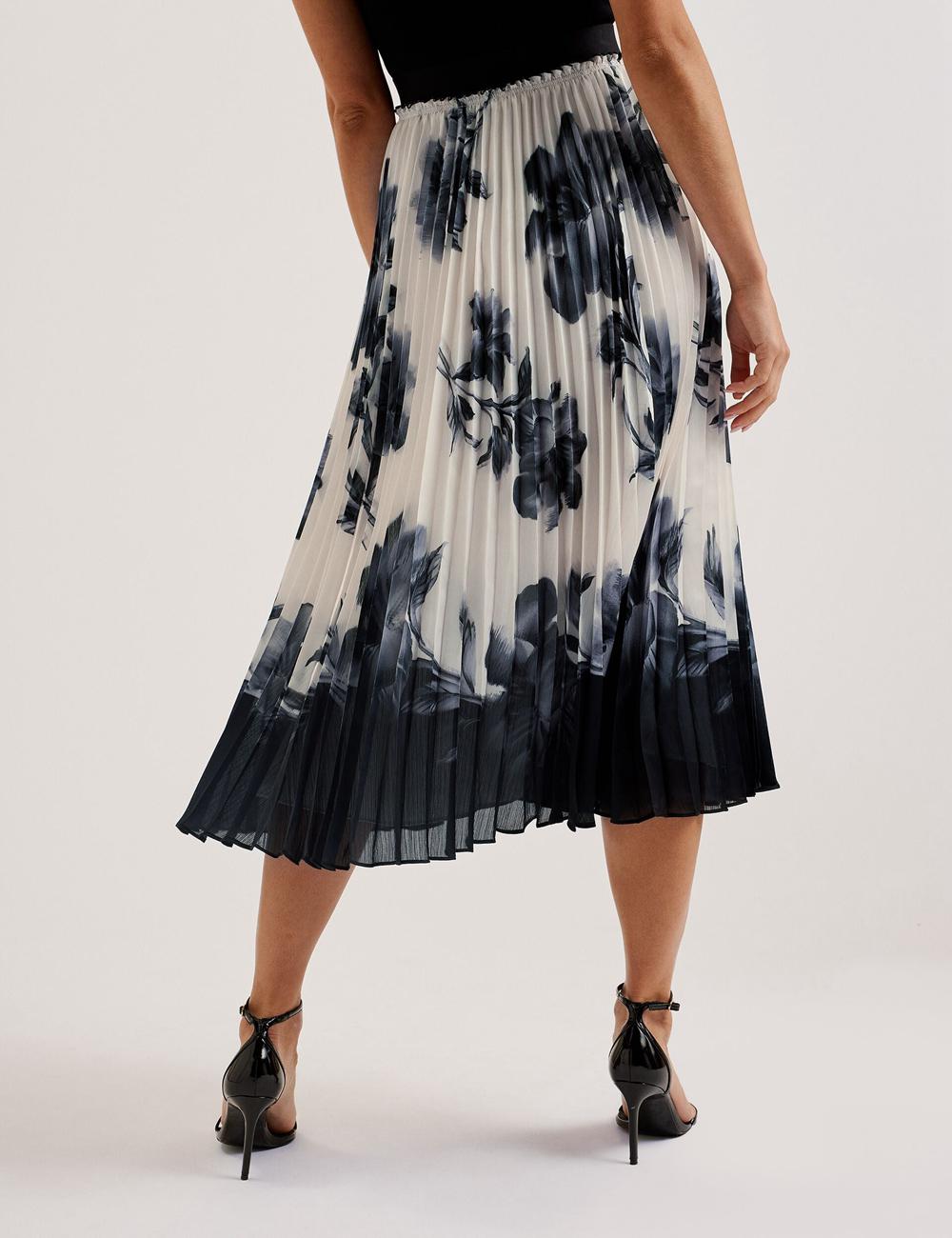 Ivory Women Ted Baker EMISTA - Monochrome Print Pleated Midi Skirts | NZ  XOUR-23049