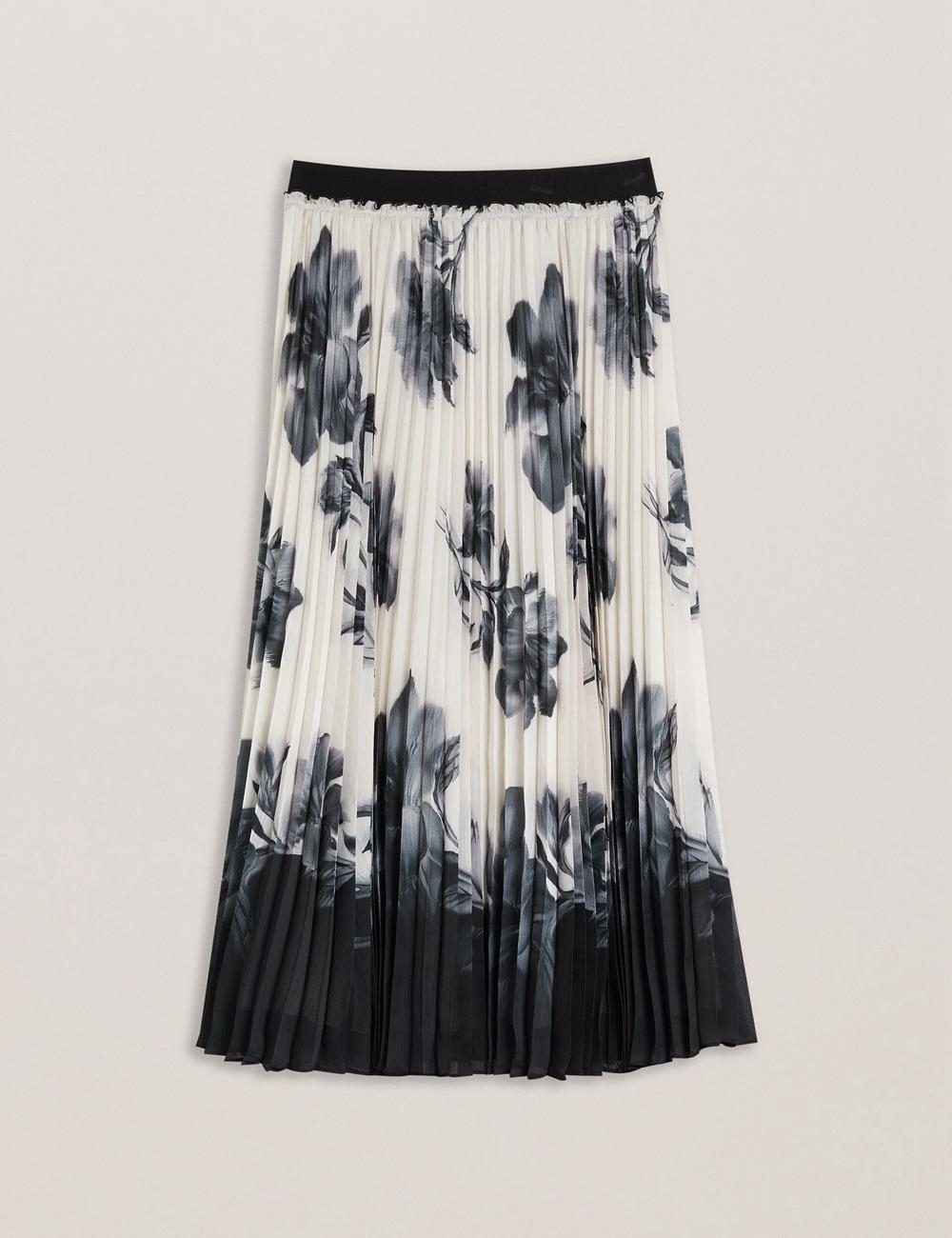 Ivory Women Ted Baker EMISTA - Monochrome Print Pleated Midi Skirts | NZ  XOUR-23049