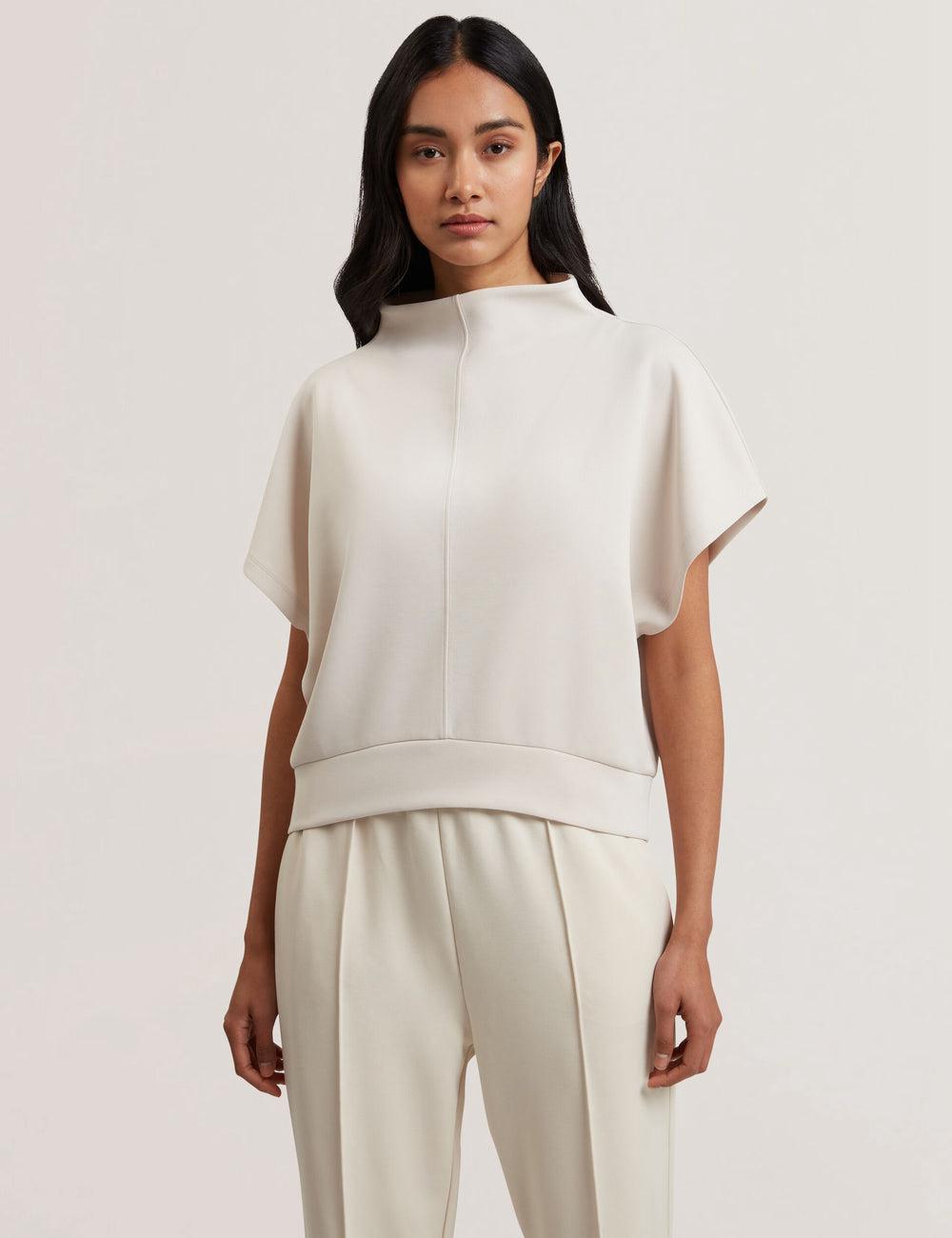 Ivory Women Ted Baker HALIYY - Funnel Neck Boxy Short Sleeve Sweatshirts | NZ  WDNG-53864