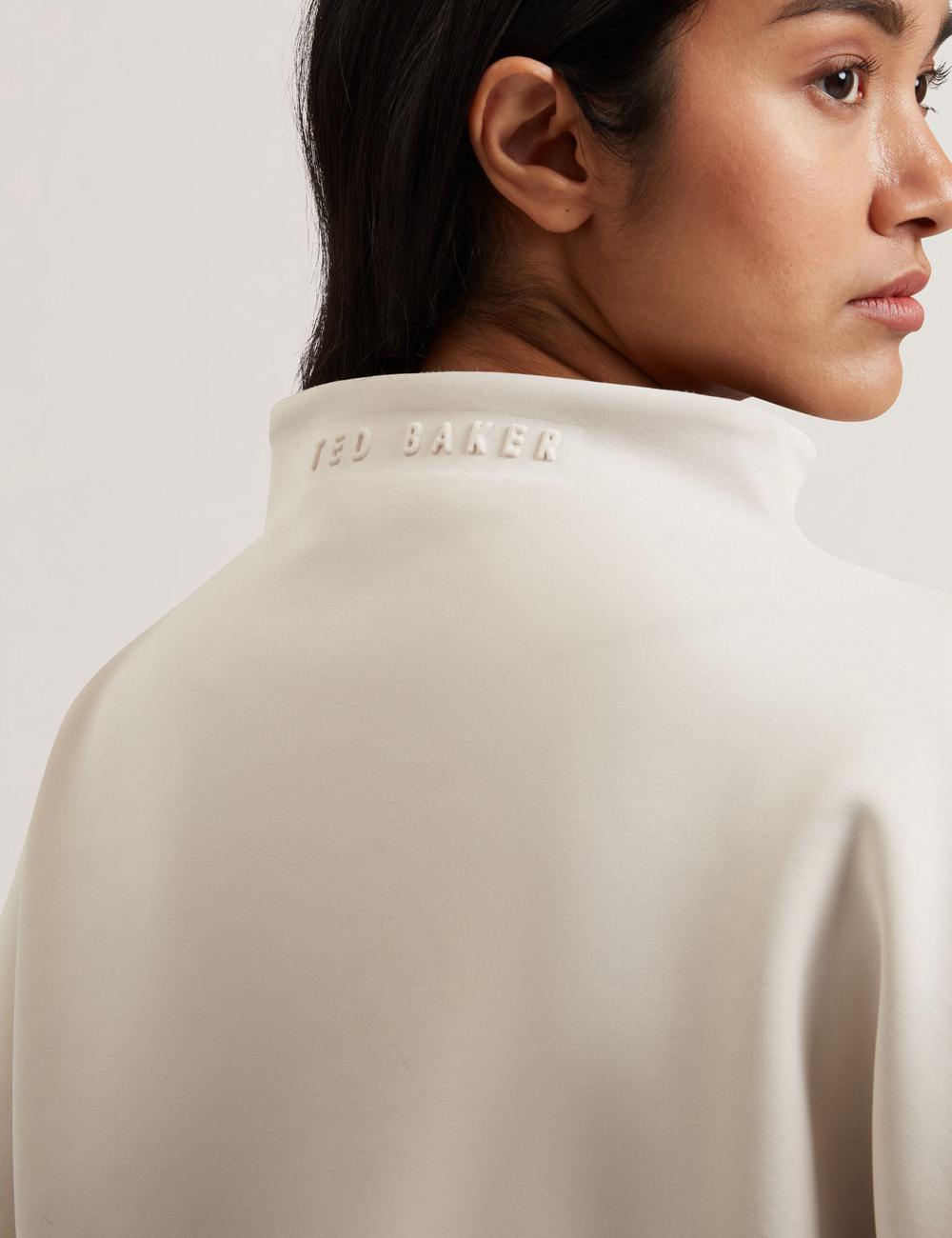 Ivory Women Ted Baker HALIYY - Funnel Neck Boxy Short Sleeve Sweatshirts | NZ  WDNG-53864