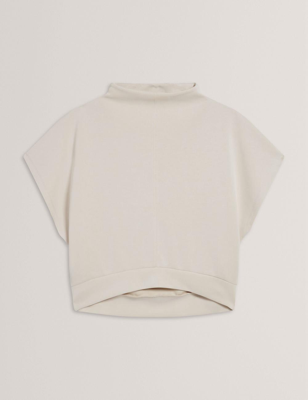 Ivory Women Ted Baker HALIYY - Funnel Neck Boxy Short Sleeve Sweatshirts | NZ  WDNG-53864