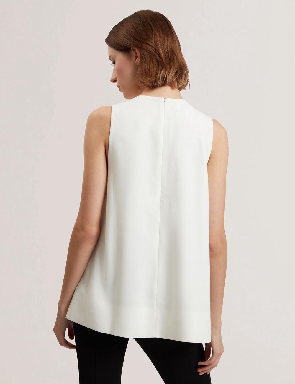 Ivory Women Ted Baker ICANA - Draped Front Asymmetric Sleeveless Tops | NZ  VGLT-87690