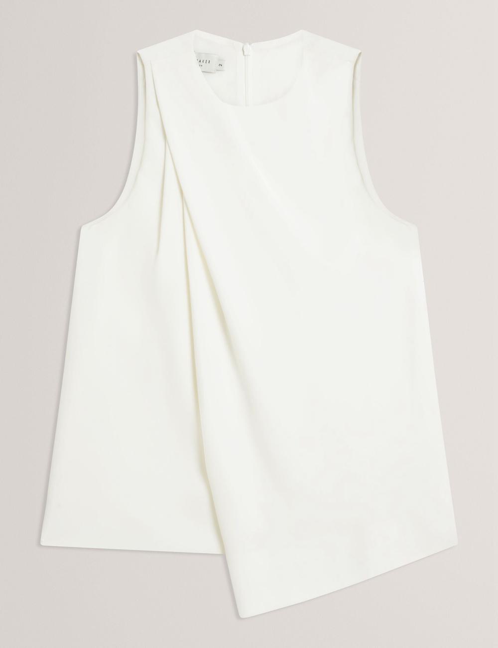 Ivory Women Ted Baker ICANA - Draped Front Asymmetric Sleeveless Tops | NZ  VGLT-87690