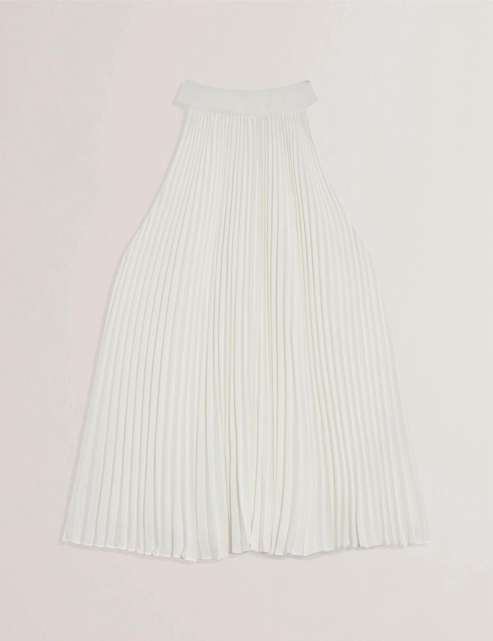 Ivory Women Ted Baker JAMAYA - High Halter Neck Pleated Sleeveless Tops | NZ  IRXD-57296