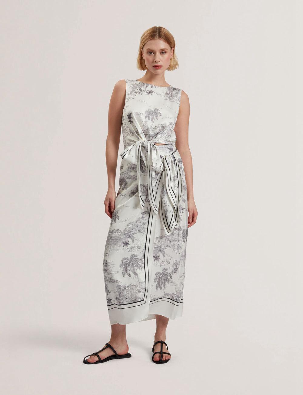 Ivory Women Ted Baker MELVA - Printed Detail Wrap Midi Skirts | NZ  MCFT-46930