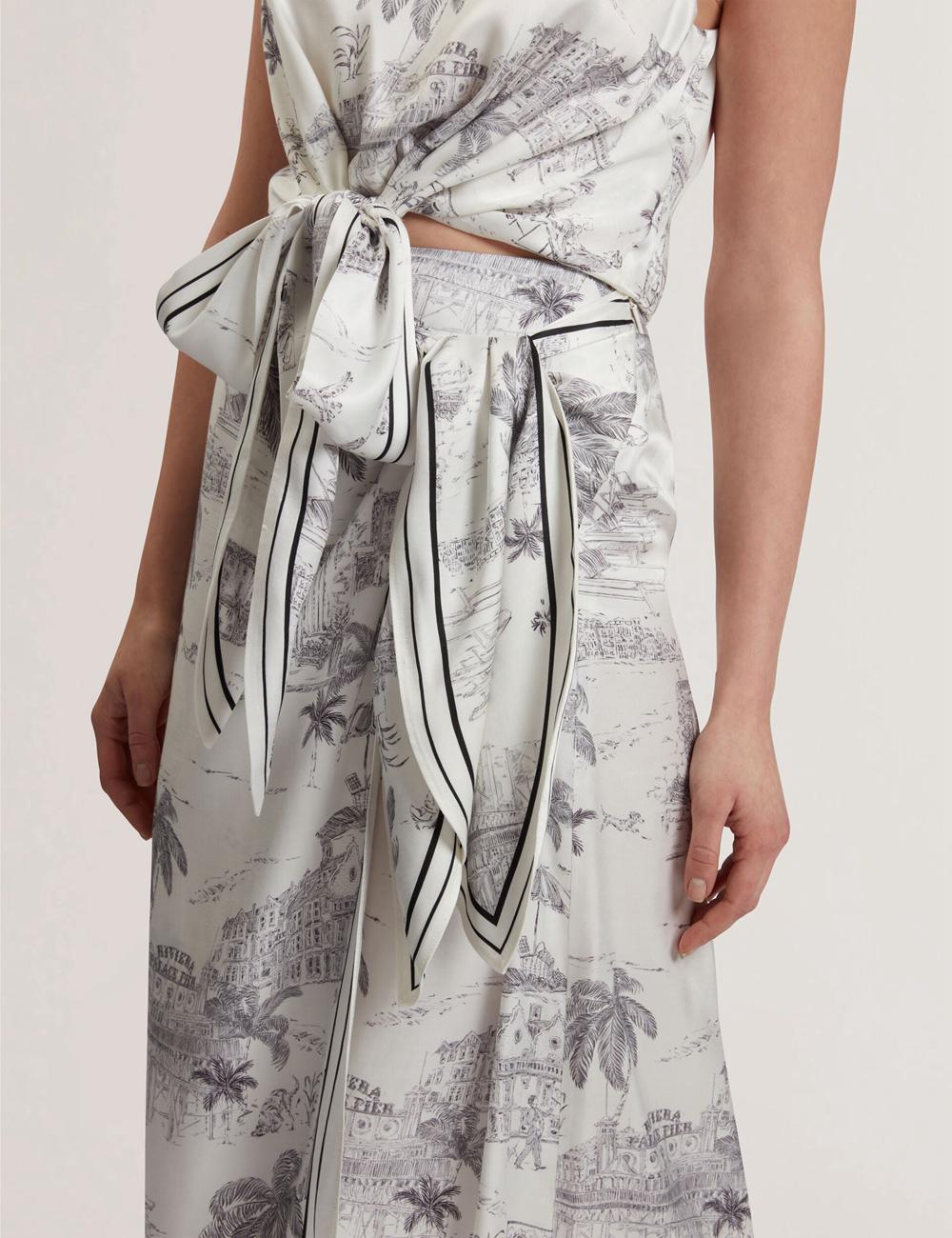 Ivory Women Ted Baker MELVA - Printed Detail Wrap Midi Skirts | NZ  MCFT-46930