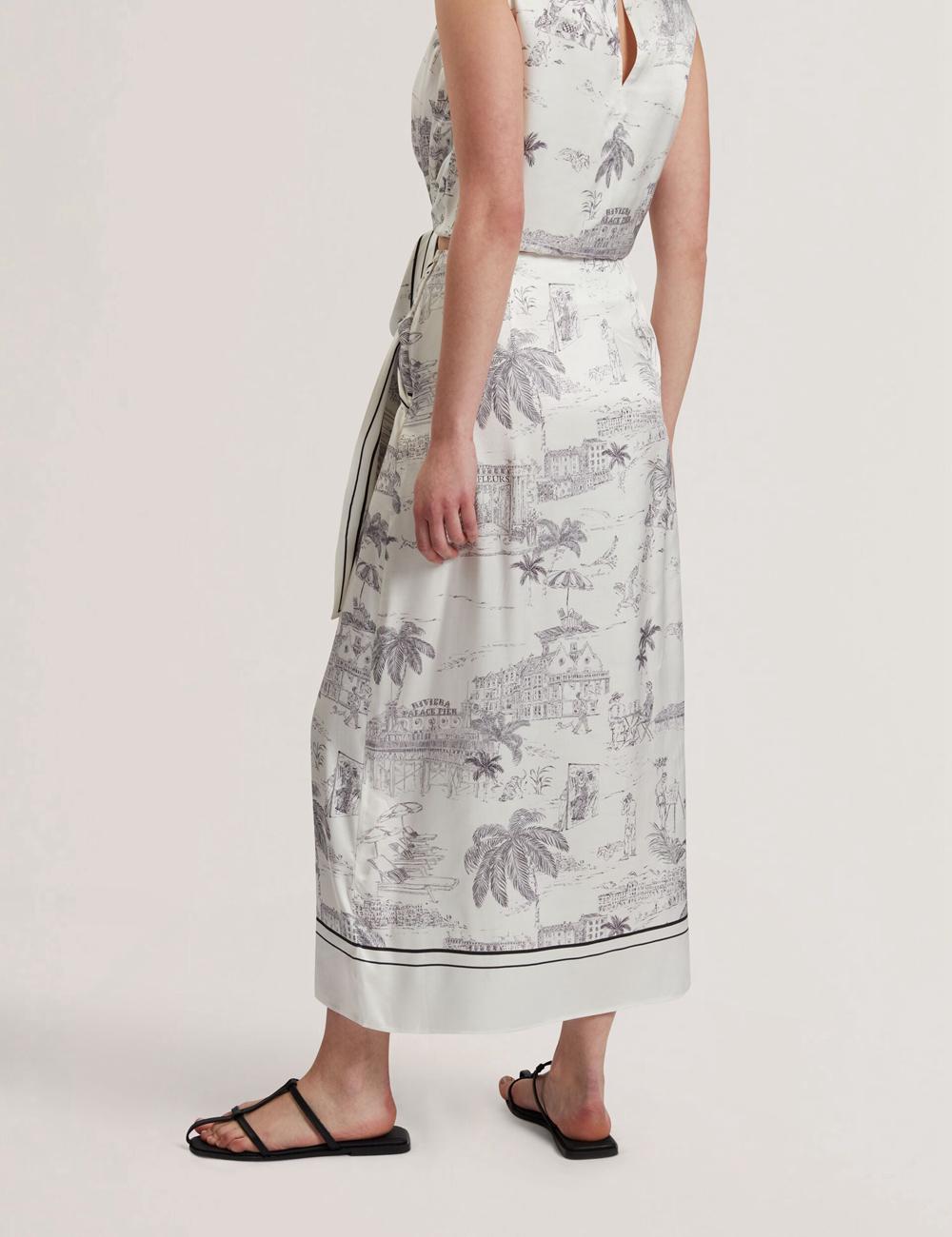 Ivory Women Ted Baker MELVA - Printed Detail Wrap Midi Skirts | NZ  MCFT-46930