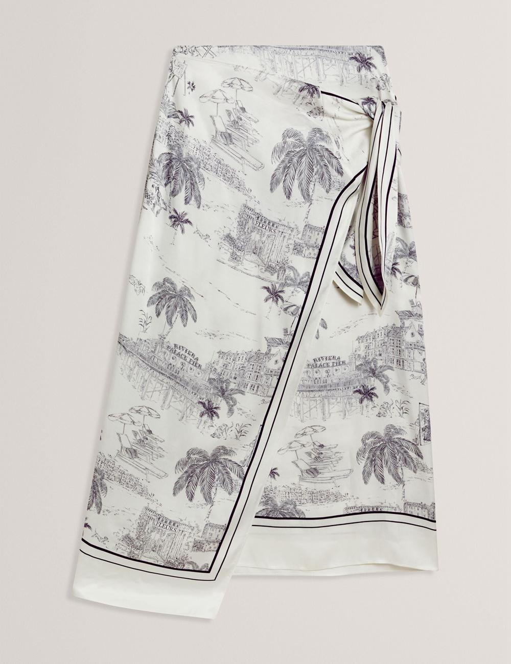Ivory Women Ted Baker MELVA - Printed Detail Wrap Midi Skirts | NZ  MCFT-46930
