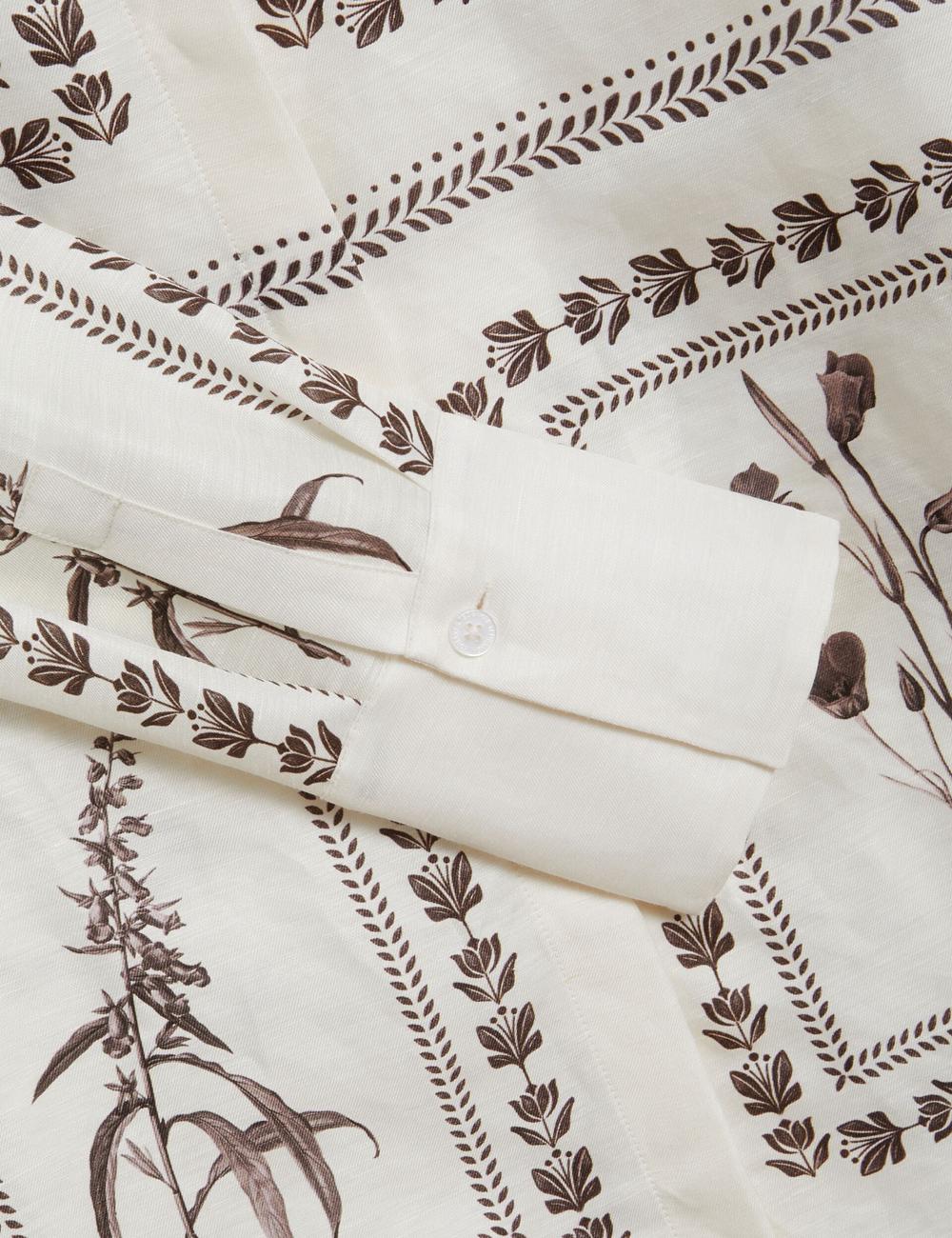 Ivory Women Ted Baker SIMCOA - Panel Print Silk Linen Longline Casual Shirts | NZ  XSHF-19653