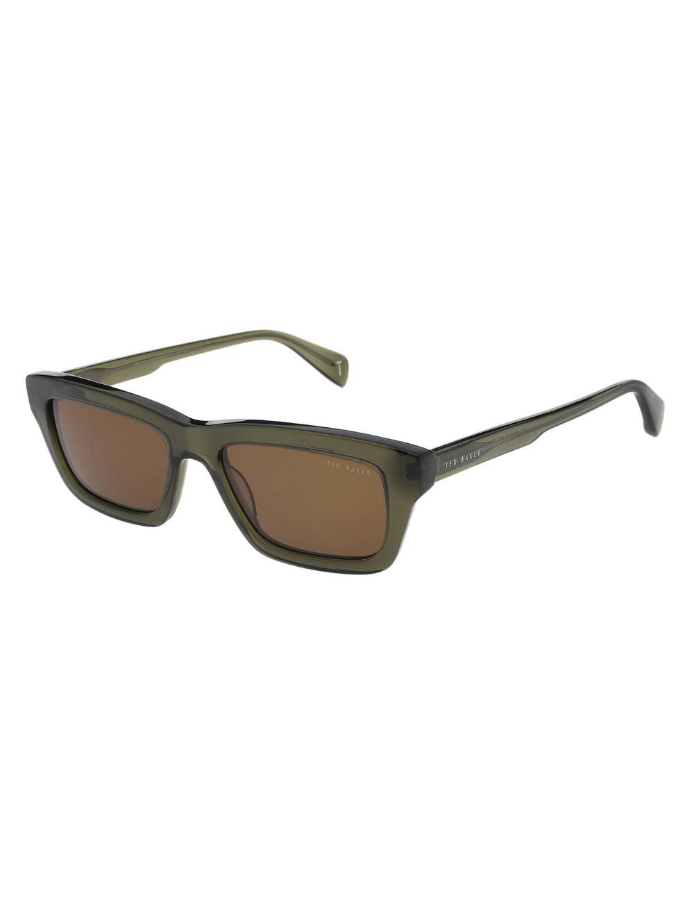 Khaki Green Men Ted Baker ARTHUR - Chunky Rectangle Acetate Sunglasses | NZ  WVDQ-65047