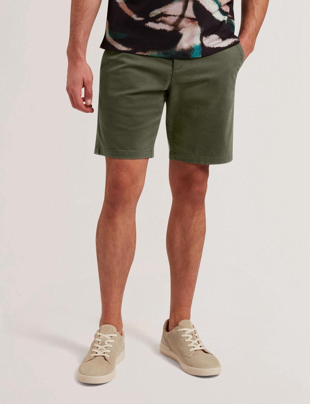 Khaki Men Ted Baker BARNHAM - Regular Fit Cotton Blend Chino Shorts | NZ  STZU-38569